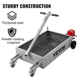 VEVOR Low Profile Oil Drain Pan Truck Drain Pan 57 L with Pump Hose Casters - Close-Up Angle