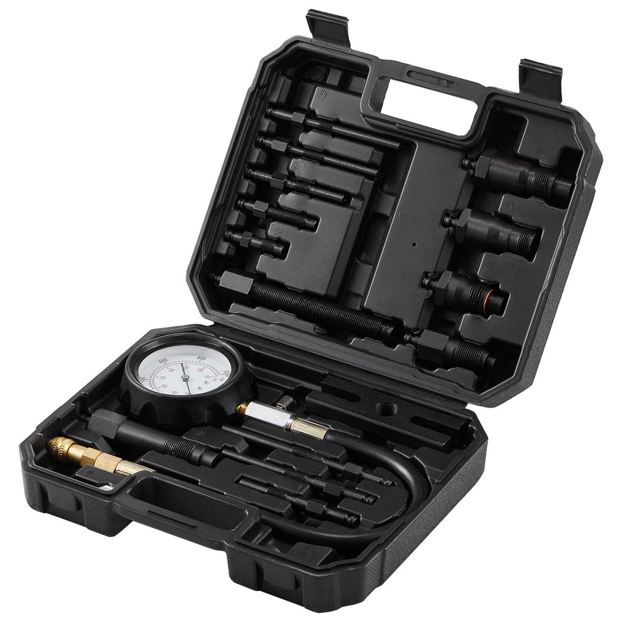 Diesel Engine Compression Tester, 18 pcs Cylinder Pressure Test Tool Kit, with 0-1000 psi Gauge and Adapters, Diesel Injector Tester Check Cylinders in Diesel Trucks, Tractors, Equipment
