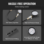 Diesel Engine Compression Tester, 18 pcs Cylinder Pressure Test Tool Kit, with 0-1000 psi Gauge and Adapters, Diesel Injector Tester Check Cylinders in Diesel Trucks, Tractors, Equipment