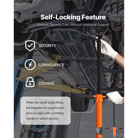 Underhoist Support Stand, 3/4 Ton Capacity Under Hoist Jack Stand, Lifting from 52.8 to 76 in, Self-Locking, image 5