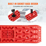 VEVOR 2PCS Traction Boards with PP for Mud Snow Sand Storage Bag Long Red - Top-Down View