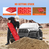 VEVOR 2PCS Traction Boards with PP for Mud Snow Sand Storage Bag Long Red - 45-Degree Angle