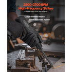 Air Hammer, 2500-2700BPM Pneumatic Hammer with 70mm Stroke & 4PCS 170mm Long Barrel Chisels, Pistol-Grip Compact Air Chisel Pneumatic Shovel Tool for Cutting Scraping Demolishing