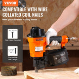 VEVOR MCN55 Coil Siding Nailer 27mm to 57mm 15 Degree Pneumatic Nail Gun - Front View