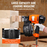 VEVOR MCN55 Coil Siding Nailer 27mm to 57mm 15 Degree Pneumatic Nail Gun - Side View