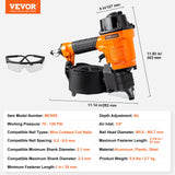 VEVOR MCN55 Coil Siding Nailer 27mm to 57mm 15 Degree Pneumatic Nail Gun - Close-Up Angle