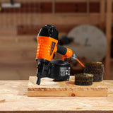VEVOR CN65 Coil Siding Nailer 32mm to 63mm 15 Degree Pneumatic Nail Gun - Low Angle