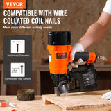 VEVOR CN83N Coil Siding Nailer 50mm to 83mm 15 Degree Pneumatic Nail Gun - Front View