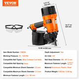 VEVOR CN83N Coil Siding Nailer 50mm to 83mm 15 Degree Pneumatic Nail Gun - Close-Up Angle