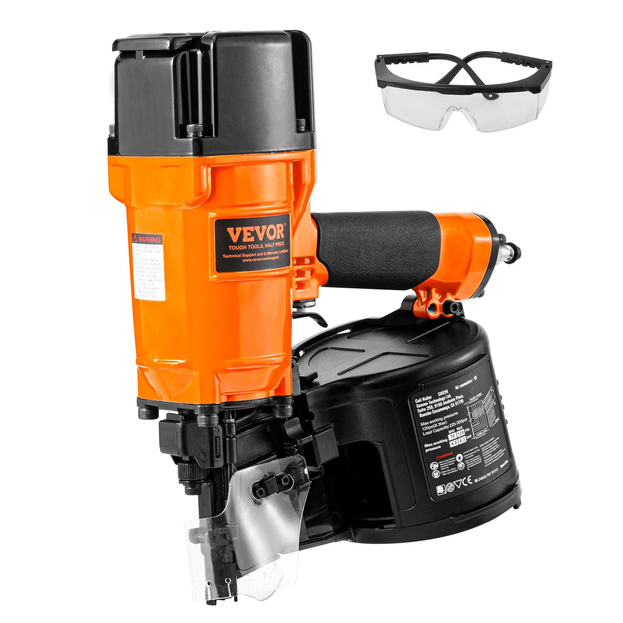 VEVOR CN83N Coil Siding Nailer 50mm to 83mm 15 Degree Pneumatic Nail Gun