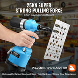 VEVOR Pneumatic Air Riveter Heavy Duty Rivet Gun Tool Kit 13 Size Nose Pieces - Side View