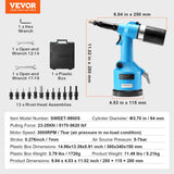 VEVOR Pneumatic Air Riveter Heavy Duty Rivet Gun Tool Kit 13 Size Nose Pieces - Close-Up Angle