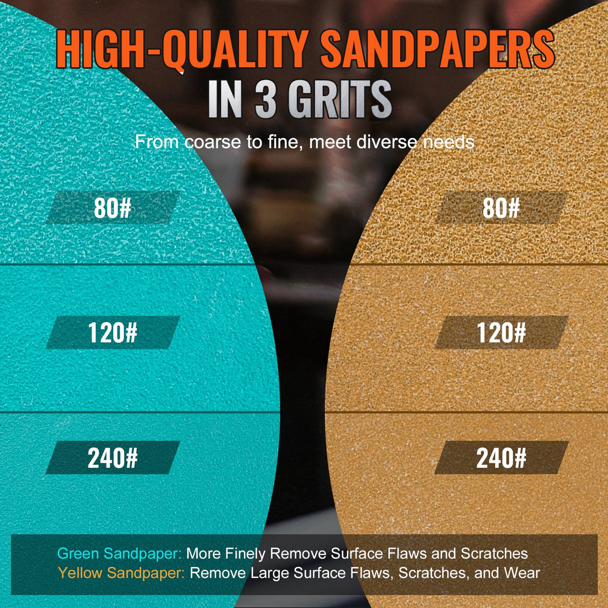 VEVOR 58PCS Air Sander Kit 1/2/3in Random Orbital Air Sander Polisher 15000r/min