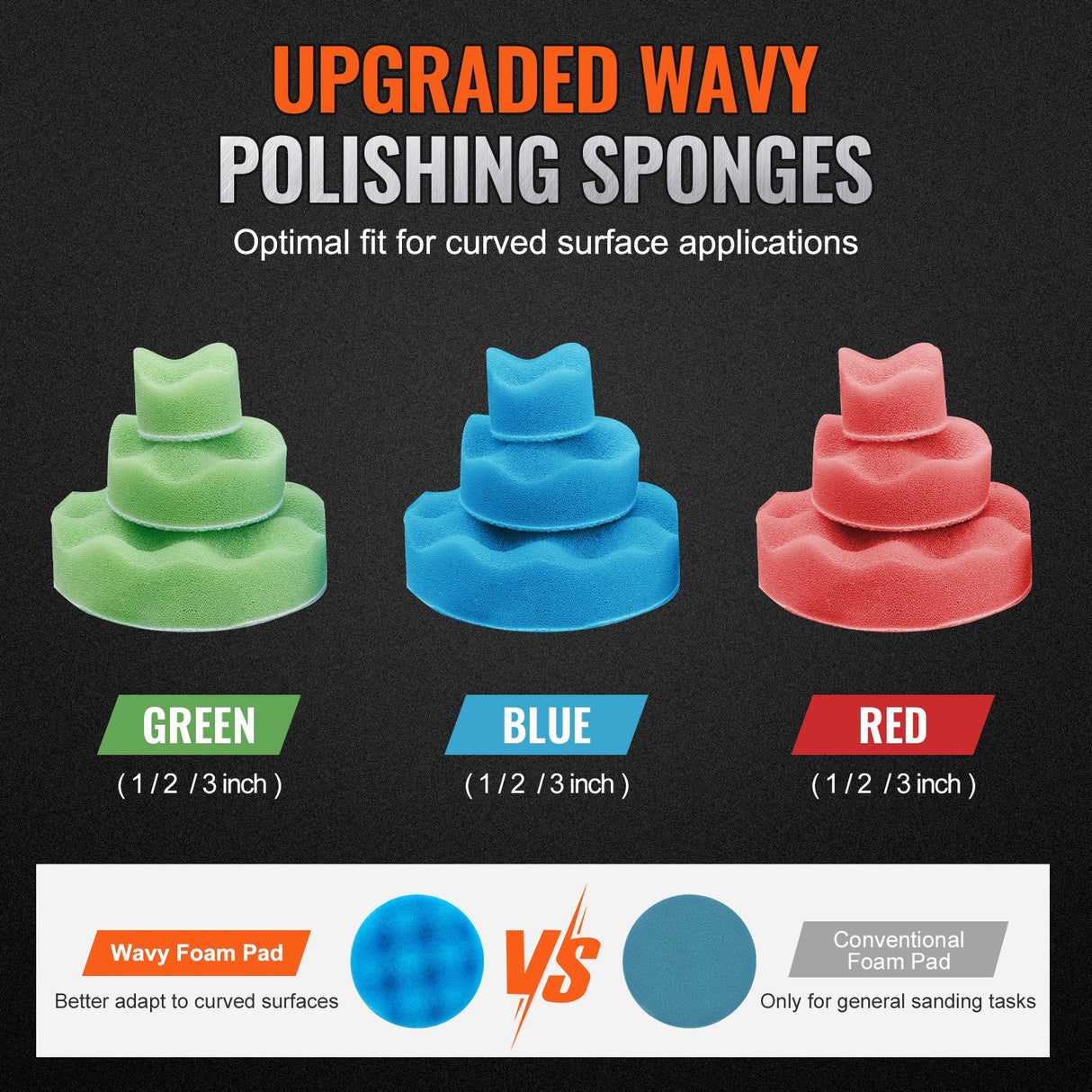 VEVOR 58PCS Air Sander Kit 1/2/3in Random Orbital Air Sander Polisher 15000r/min