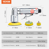 VEVOR 58PCS Air Sander Kit 1/2/3in Random Orbital Air Sander Polisher 15000r/min - Close-Up Angle