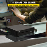 VEVOR Cash Register Drawer, 16" 12 V, for POS System with 5 Bill 6 Coin Cash Tray, Removable Coin Compartment & 2 Keys Included, RJ11/RJ12 Cable for