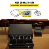 VEVOR Cash Register Drawer, 16" 12 V, for POS System with 5 Bill 6 Coin Cash Tray, Removable Coin Compartment & 2 Keys Included, RJ11/RJ12 Cable for