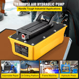 VEVOR Air Hydraulic Pump, 10,000 PSI Hydraulic Foot Pump, 0.6 Gal Reservoir Foot Operated Air/Hydraulic Pump, with Hose and Spray Gun for Heavy Machinery Rigging, Auto Repair, Auto Body Frame Machines - Front View