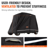 VEVOR 4 Passenger Golf Cart Cover, 600D Polyester Full Cover, Universal Fits for Most Brand Club Car Covers, Waterproof, Sunproof, and Dustproof Outdoor Golf Cart Cover with Three Zipper Doors, Black - 45-Degree Angle