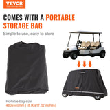 VEVOR 4 Passenger Golf Cart Cover, 600D Polyester Full Cover, Universal Fits for Most Brand Club Car Covers, Waterproof, Sunproof, and Dustproof