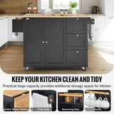 VEVOR Kitchen Island Cart Rolling Storage Cabinet on Wheel with Drawer & Shelves - Side View