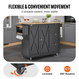 VEVOR Kitchen Island Cart Rolling Storage Cabinet on Wheel with Drawer & Shelves - Top-Down View