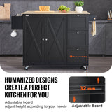 VEVOR Kitchen Island Cart Rolling Storage Cabinet on Wheel with Drawer & Shelves - 45-Degree Angle