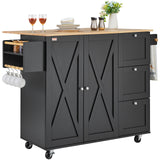 VEVOR Kitchen Island Cart Rolling Storage Cabinet on Wheel with Drawer & Shelves - Close-Up Angle