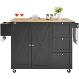 VEVOR Kitchen Island Cart Rolling Storage Cabinet on Wheel with Drawer & Shelves - Extra Image