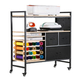 Rolling Craft Cart and Storage Table with 20 Vinyl Roll Holders 3 Drawers Black - Extra Image