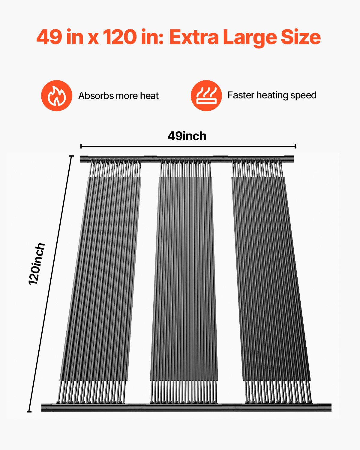 VEVOR Solar Pool Heater 1235 x 3100mm Aboveground & Inground Pool Heating System