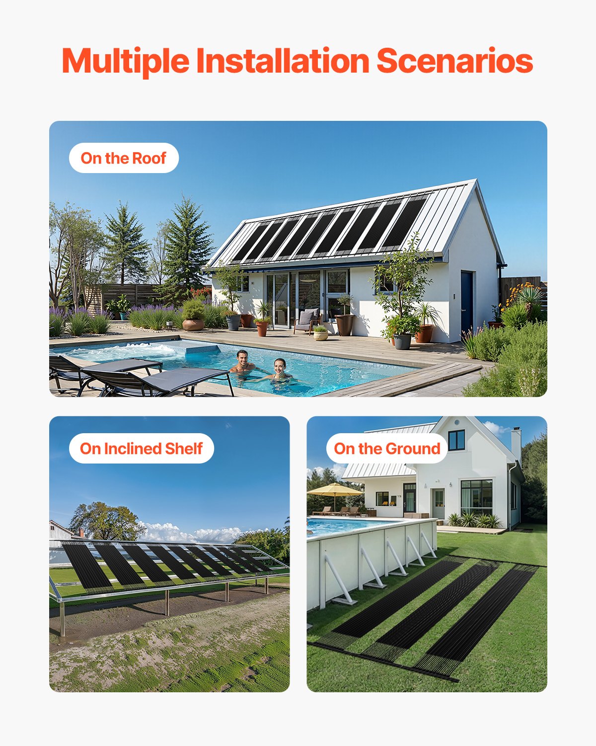 VEVOR Solar Pool Heater 1235 x 3100mm Aboveground & Inground Pool Heating System