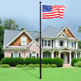 VEVOR 25FT Telescopic Flagpole Kit, Heavy Duty Aluminum Alloy Flag Pole Kit in Ground for Outside, 3 Display Modes Flagpole with Professional Accessories, Black - Low Angle