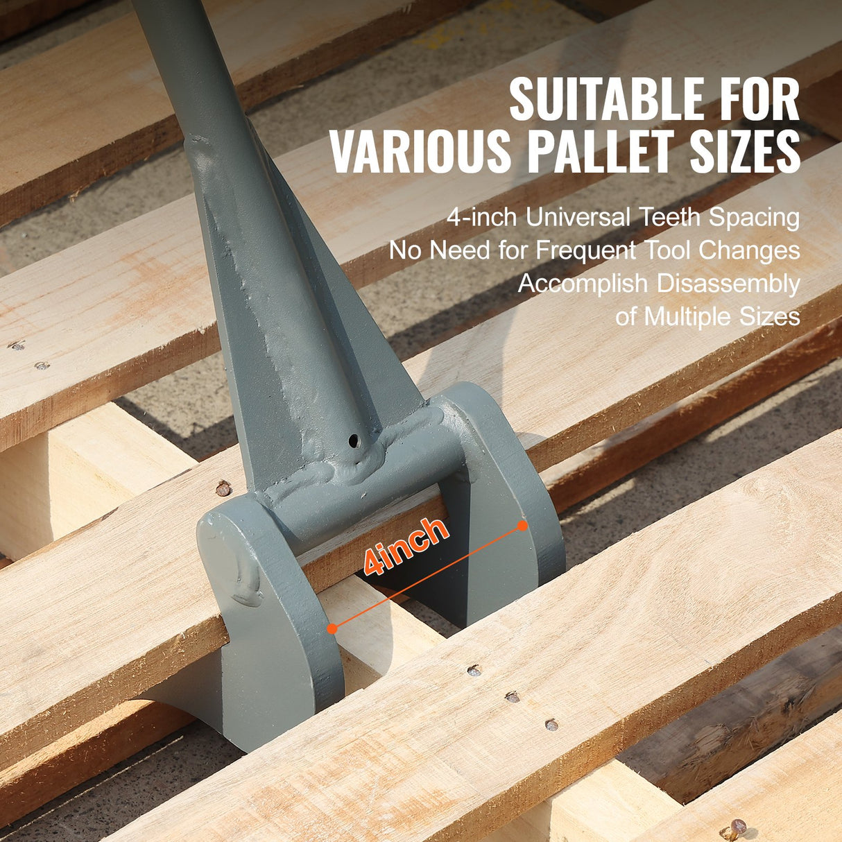 VEVOR Pallet Buster, 50'' Carbon Steel Handle Wrecking Pry Bar, 2000 lbs Weight Capacity, Heavy Duty Deck Board Removal Tool, Multipurpose Demolition