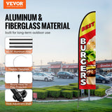 VEVOR Burger Restaurant Advertising Feather Flag Kit Swooper Flag Poles 16.3 FT - Front View