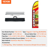 VEVOR Burger Restaurant Advertising Feather Flag Kit Swooper Flag Poles 16.3 FT - Close-Up Angle