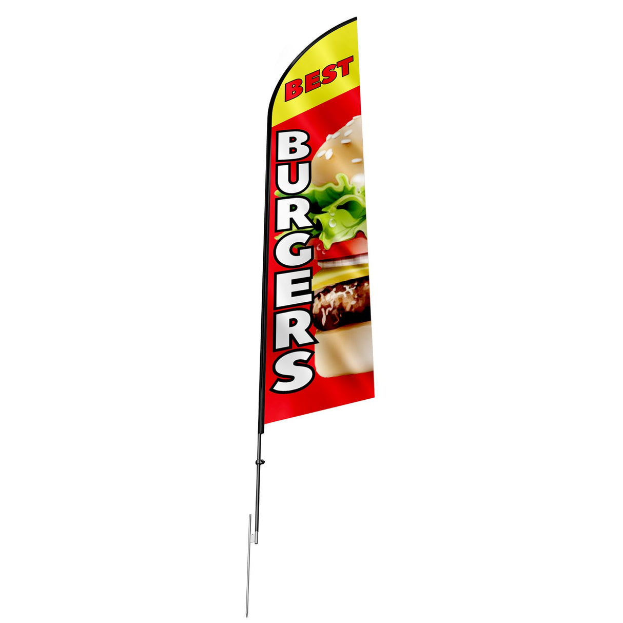 VEVOR Burger Restaurant Advertising Feather Flag Kit Swooper Flag Poles 16.3 FT