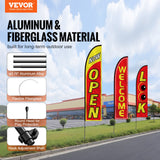 VEVOR Open Flags for Business Advertising Feather Flag Kit Open Look Welcome - Front View