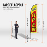 VEVOR Open Flags for Business Advertising Feather Flag Kit Open Look Welcome - Side View