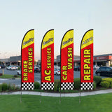 VEVOR Auto Repair Advertising Feather Flag Kit Swooper Flags and Poles 16.3 FT - Close-Up Angle
