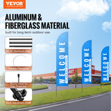 VEVOR Feather Flag Pole Kit 2 Packs Swooper Flag Pole 16.3 ft with Ground Stakes - Front View