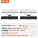 VEVOR Feather Flag Pole Kit 2 Packs Swooper Flag Pole 16.3 ft with Ground Stakes