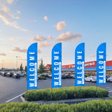 VEVOR Feather Flag Pole Kit 2 Packs Swooper Flag Pole 16.3 ft with Ground Stakes - Low Angle