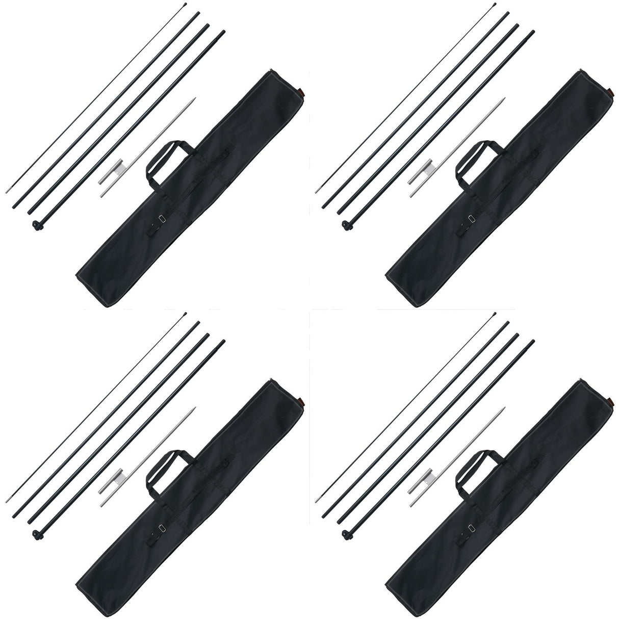 VEVOR Feather Flag Pole Kit 4 Packs Swooper Flag Pole 16.3 ft with Ground Stakes