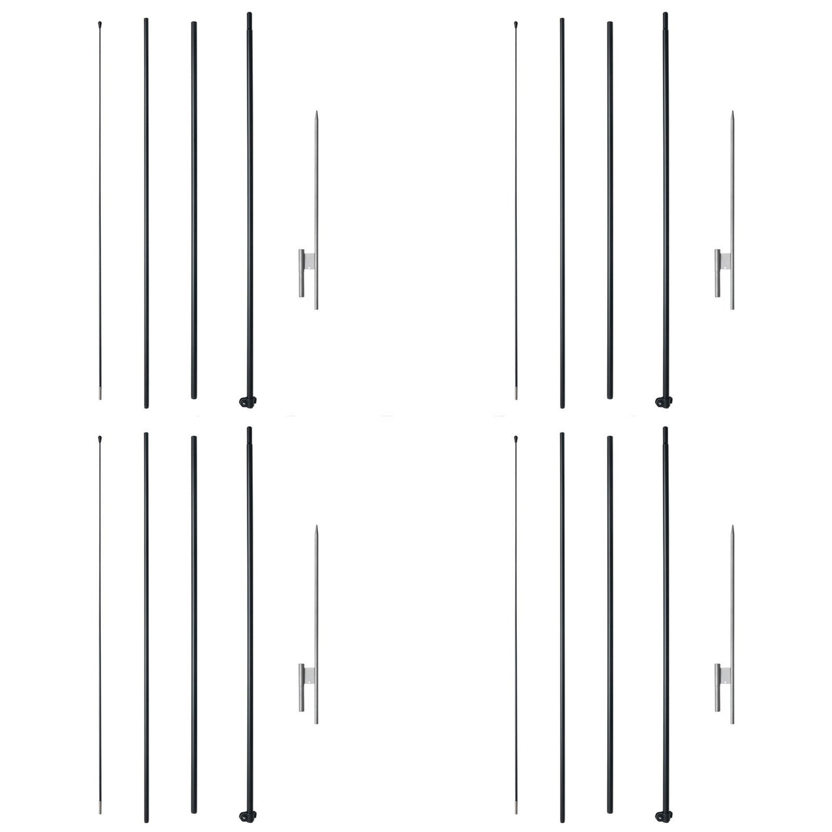 VEVOR Feather Flag Pole Kit 4 Packs Swooper Flag Pole 16.3 ft with Ground Stakes
