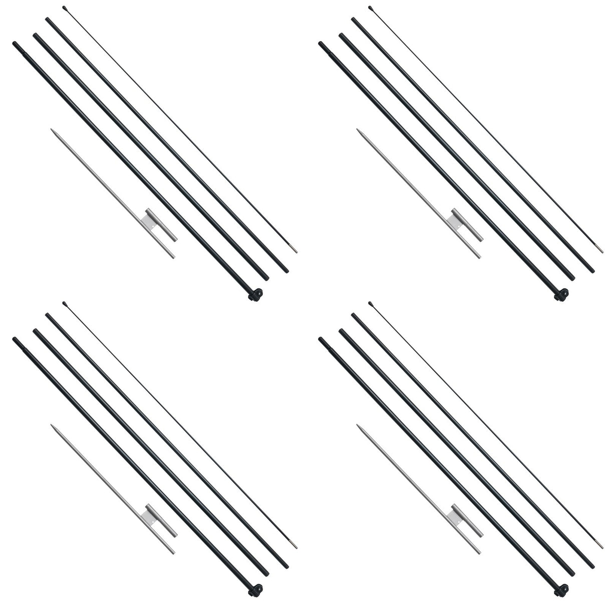 VEVOR Feather Flag Pole Kit 4 Packs Swooper Flag Pole 16.3 ft with Ground Stakes