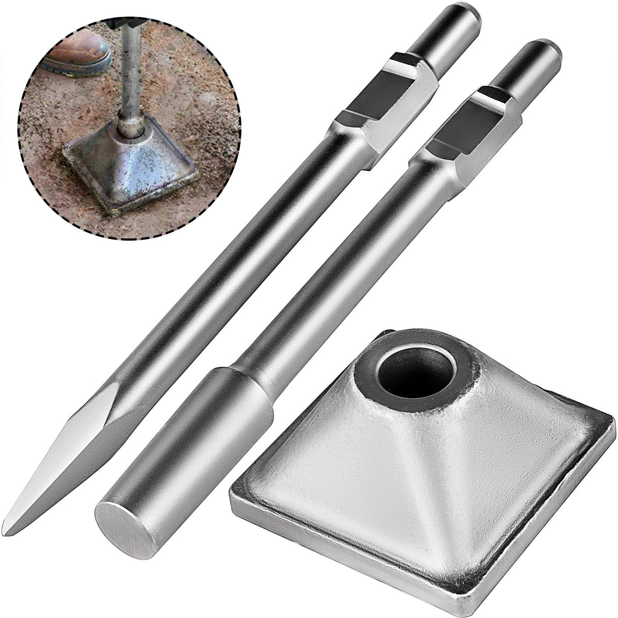 VEVOR Jack Hammer 1-1/8 Tamper Shank, Dirt Tamper 6x6 Compactor Plate with Electric Chisel Dirt Compactor, Demolition Jackhammer Bits Solid Compactor