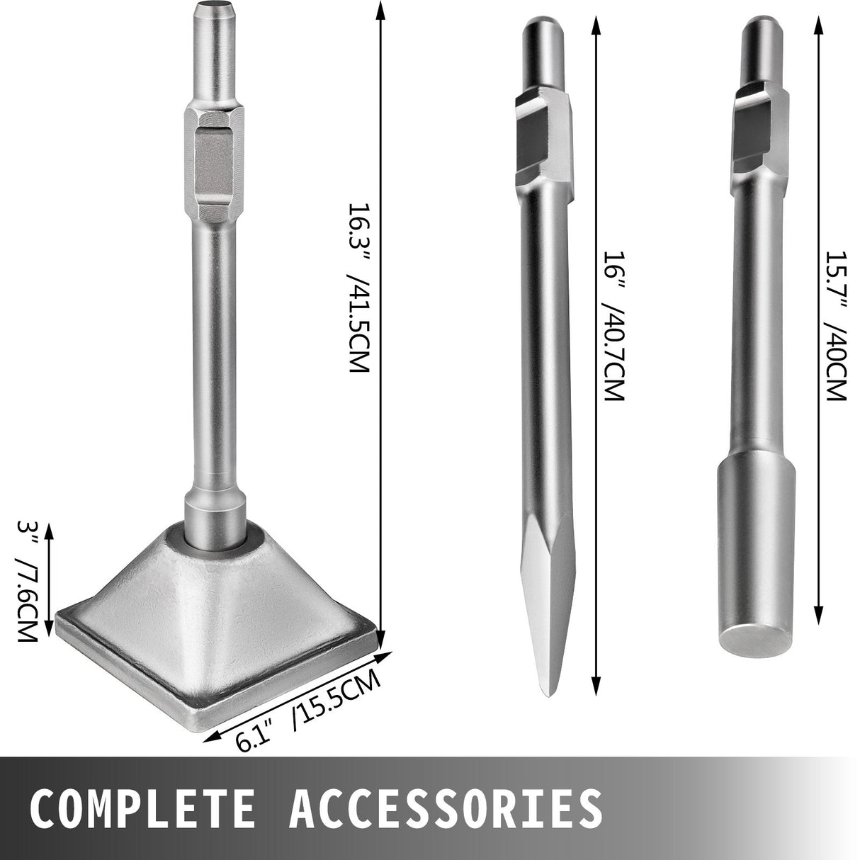 VEVOR Jack Hammer 1-1/8 Tamper Shank, Dirt Tamper 6x6 Compactor Plate with Electric Chisel Dirt Compactor, Demolition Jackhammer Bits Solid Compactor