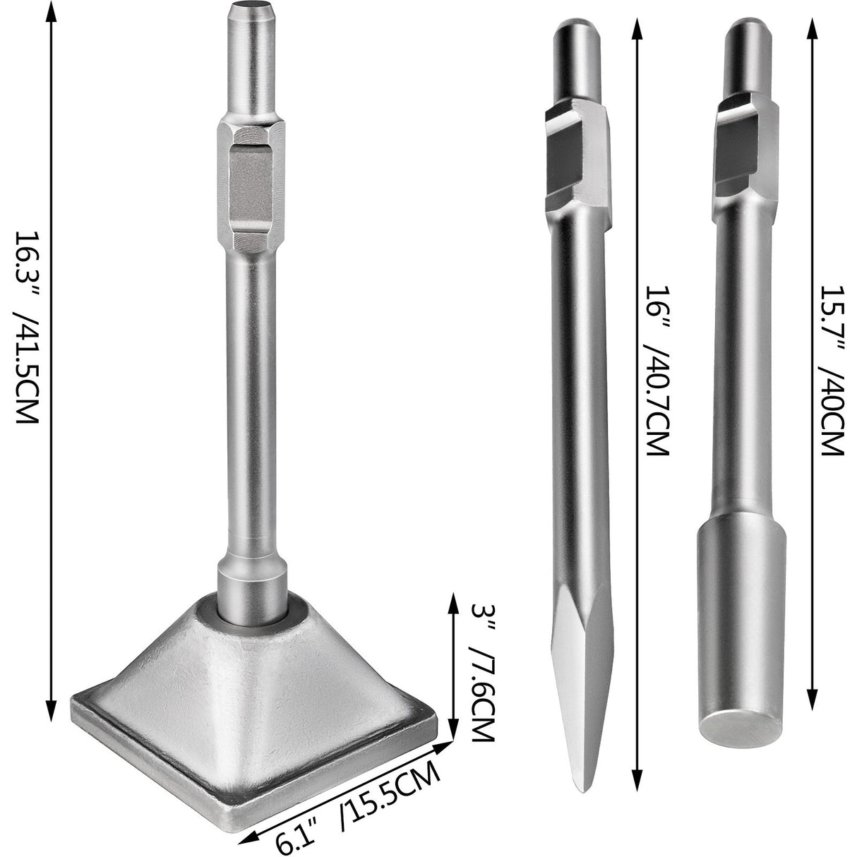 VEVOR Jack Hammer 1-1/8 Tamper Shank, Dirt Tamper 6x6 Compactor Plate with Electric Chisel Dirt Compactor, Demolition Jackhammer Bits Solid Compactor