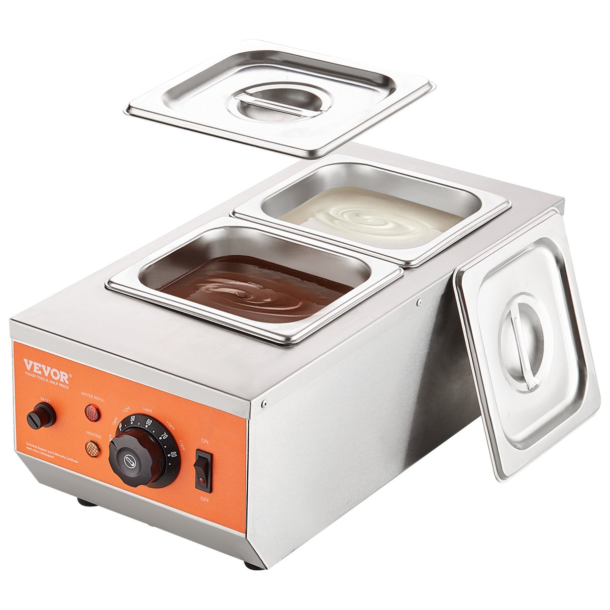 VEVOR Chocolate Tempering Machine, 2 Tanks Chocolate Melting Pot with TEMP Control, 800W Stainless S
